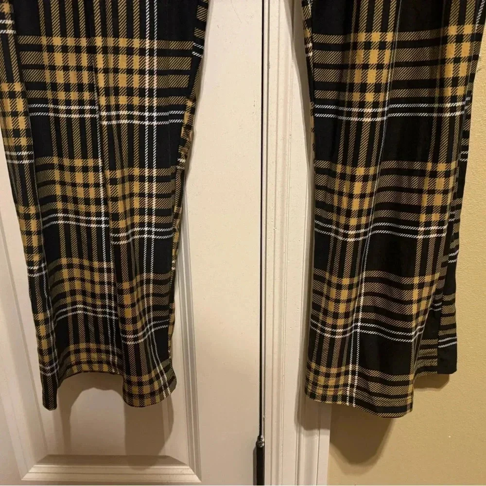 NFL Team Apparel Sleep Pants Plaid Black Gold Elastic Waist Drawstring Sz L